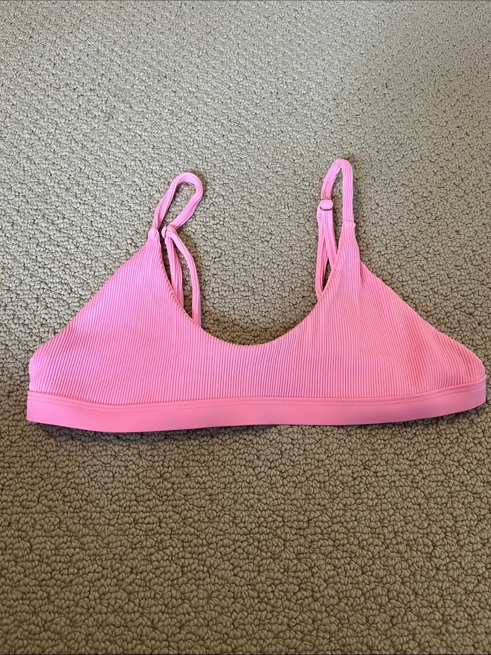 Kulani Kinis Ribbed Bikini Top Pink Large